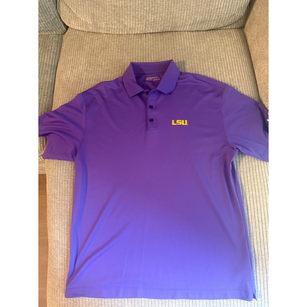 Nike Golf LSU Tigers Polo Shirt Mens XL Purple Fit Dry Short Sleeve RN56323